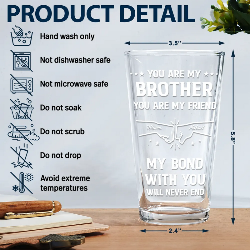 Gift For Brothers,Cousin,Happy,Gift For Men,Gift For Father - You Are My Brother My Friend - Personalized Beer Glass