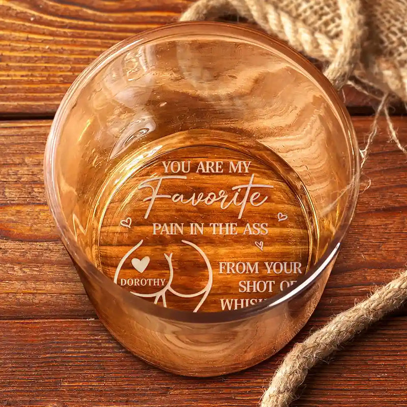 Gift For Couples, Gift For Husband, Gift For Wife, Gift For Boyfriend, Gift For Girlfriend, Funny - You Are My Favorite Pain - Personalized Engraved Whiskey Glass