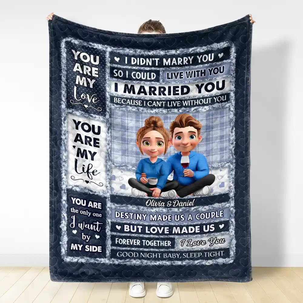 Gift For Couples,Gift For Husband,Gift For Wife,Gift For Boyfriend,Gift For Girlfriend,Love - You Are My Love You Are My Life 3D Effect Couple - Personalized Fleece Blanket, Sherpa Blanket