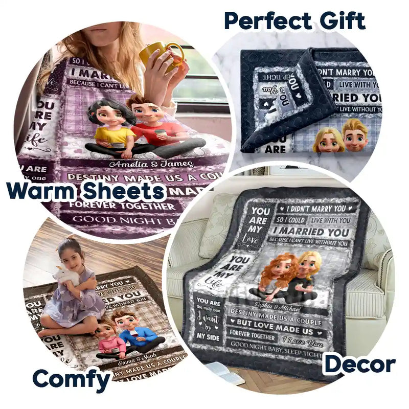 Gift For Couples,Gift For Husband,Gift For Wife,Gift For Boyfriend,Gift For Girlfriend,Love - You Are My Love You Are My Life 3D Effect Couple - Personalized Fleece Blanket, Sherpa Blanket