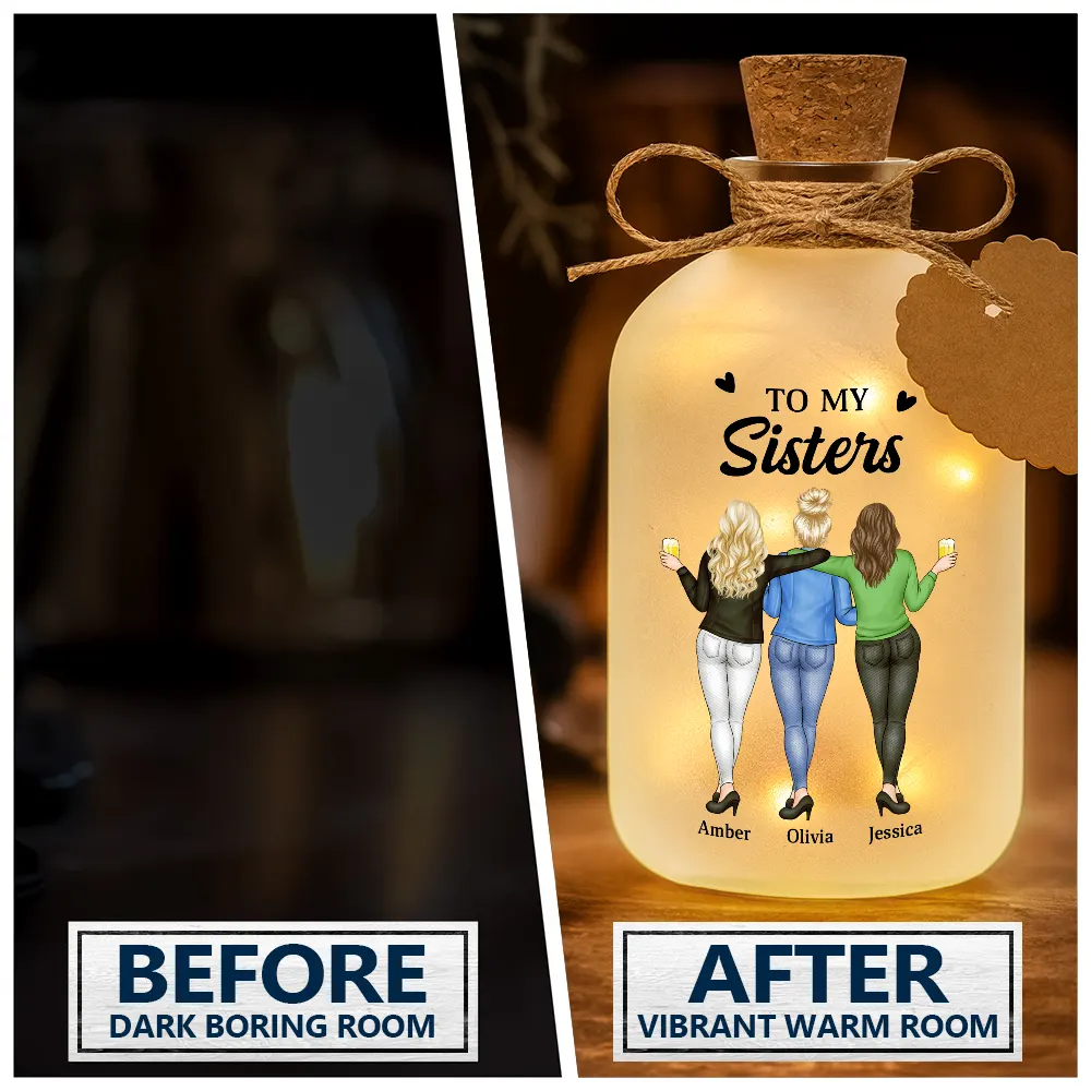 Vector,Gift For Sisters,Gift For Women,Happy - You Are My Sister My Friend - Personalized Short Bottle Light