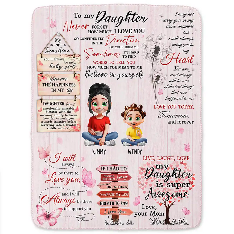 Gift For Daughter,Love - You Are The Happiness In My Life - Personalized Fleece Blanket, Sherpa Blanket