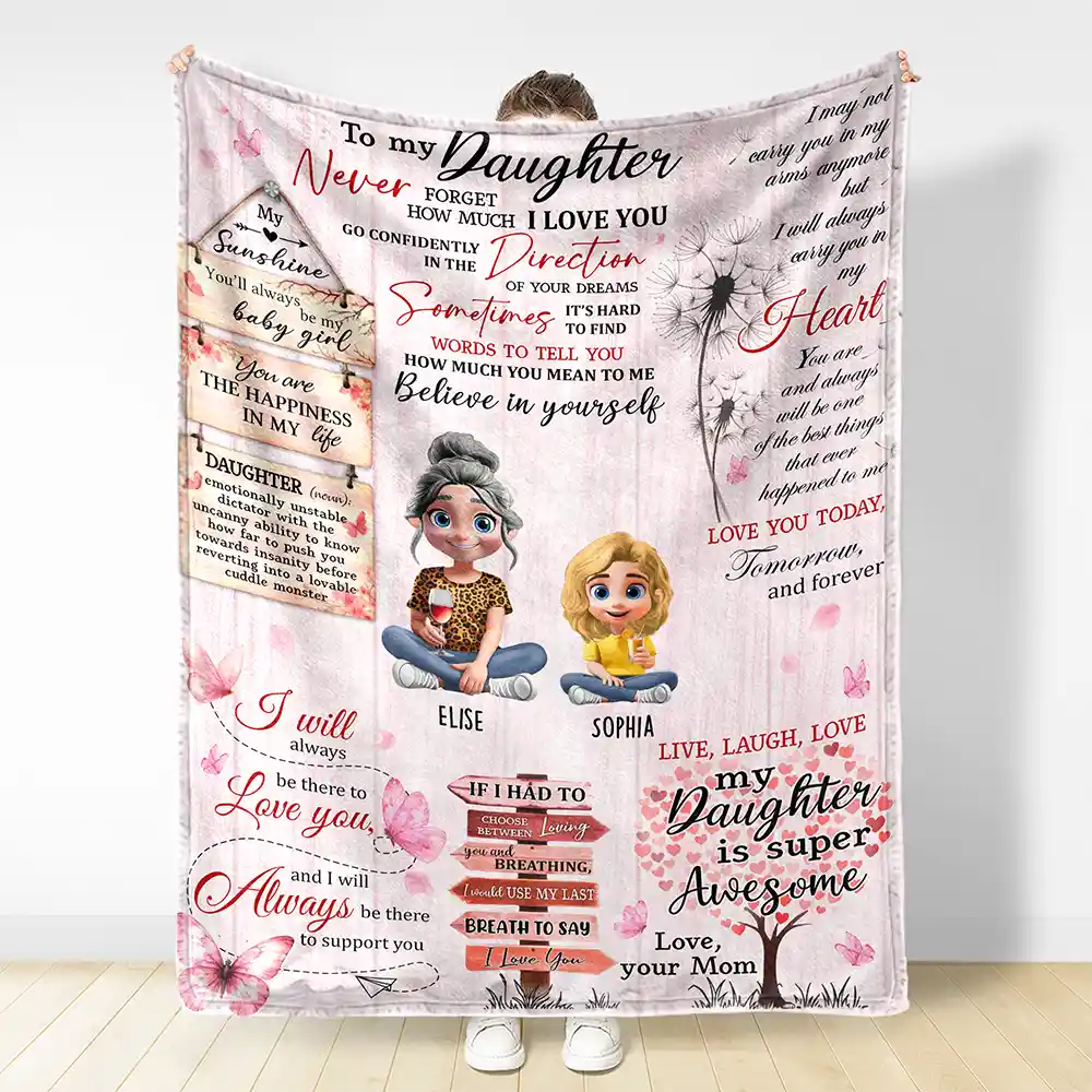 Gift For Daughter,Love - You Are The Happiness In My Life - Personalized Fleece Blanket, Sherpa Blanket