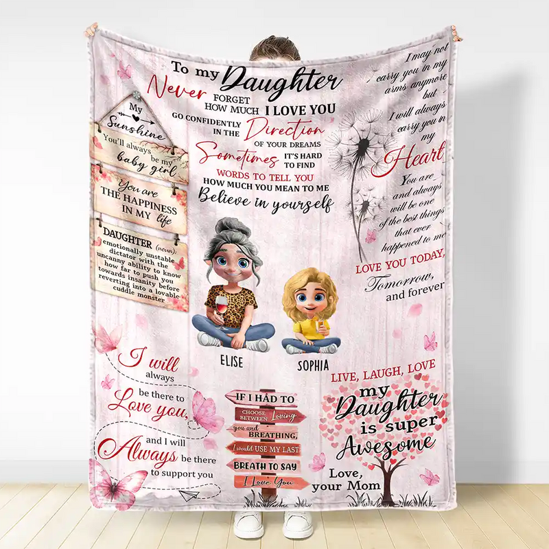 Gift For Daughter,Love - You Are The Happiness In My Life - Personalized Fleece Blanket, Sherpa Blanket