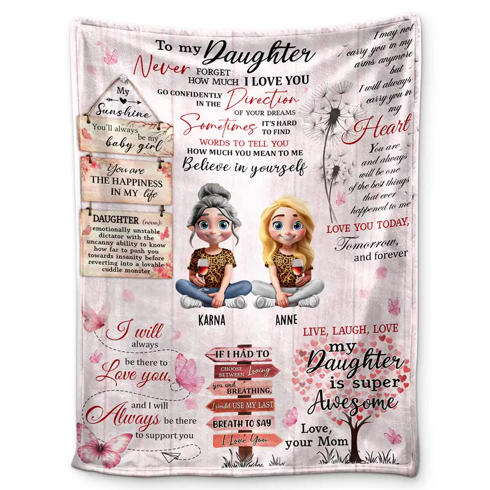 Gift For Daughter,Love - You Are The Happiness In My Life - Personalized Fleece Blanket, Sherpa Blanket