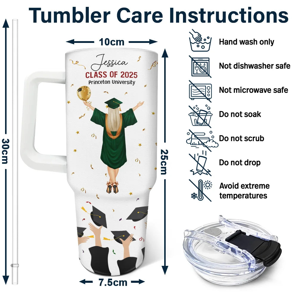 Graduation,Happy,Dad - Daughters (Adult),Mom - Daughters (Adult),Love - You Believed You Could So You Did - Personalized 40oz Tumbler With Straw