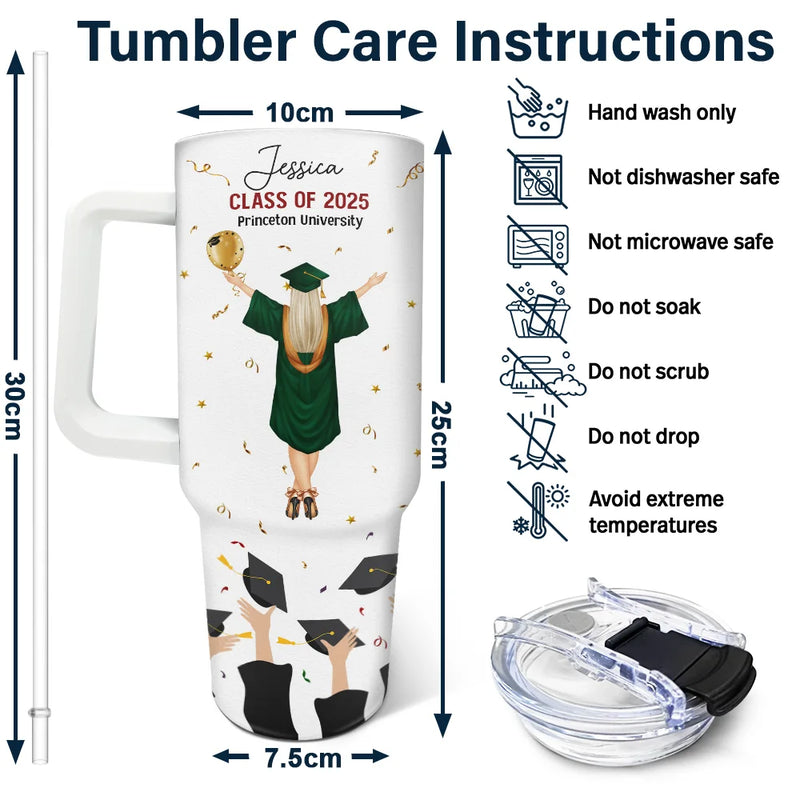 Graduation,Happy,Dad - Daughters (Adult),Mom - Daughters (Adult),Love - You Believed You Could So You Did - Personalized 40oz Tumbler With Straw