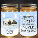 Dog Lovers,Dog Mom,Dog Dad,Memorial,Christmas,Sad - You Have Left My Life But You Will Never Leave My Heart - Personalized Mason Jar Light