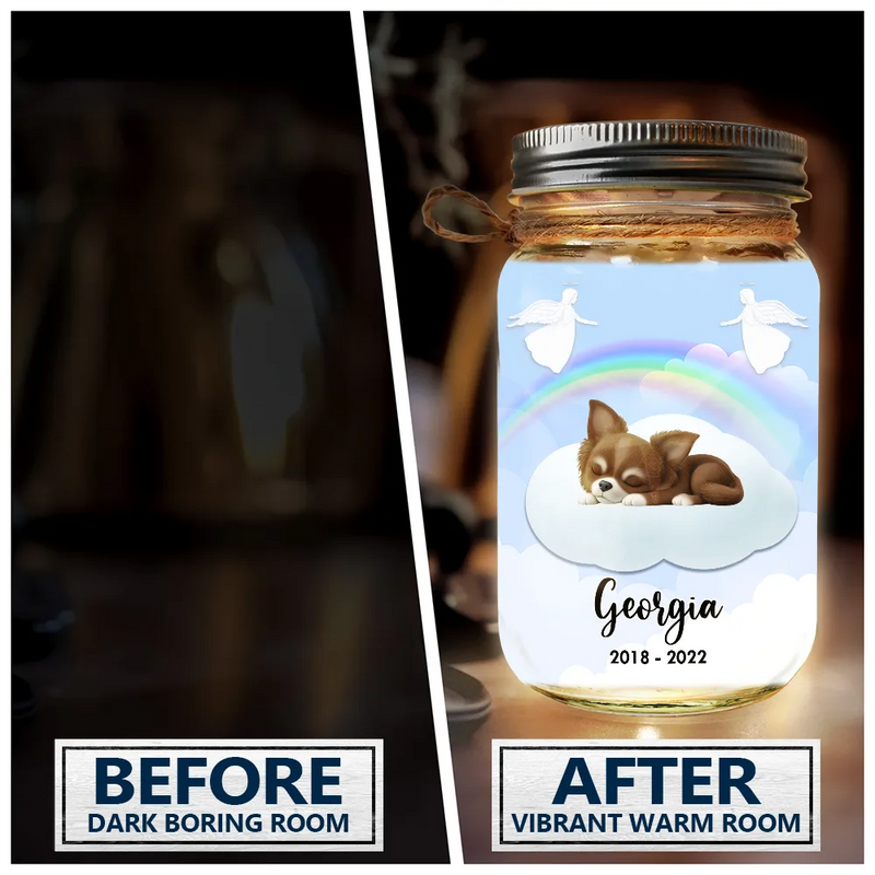 Dog Lovers,Dog Mom,Dog Dad,Memorial,Christmas,Sad - You Have Left My Life But You Will Never Leave My Heart - Personalized Mason Jar Light