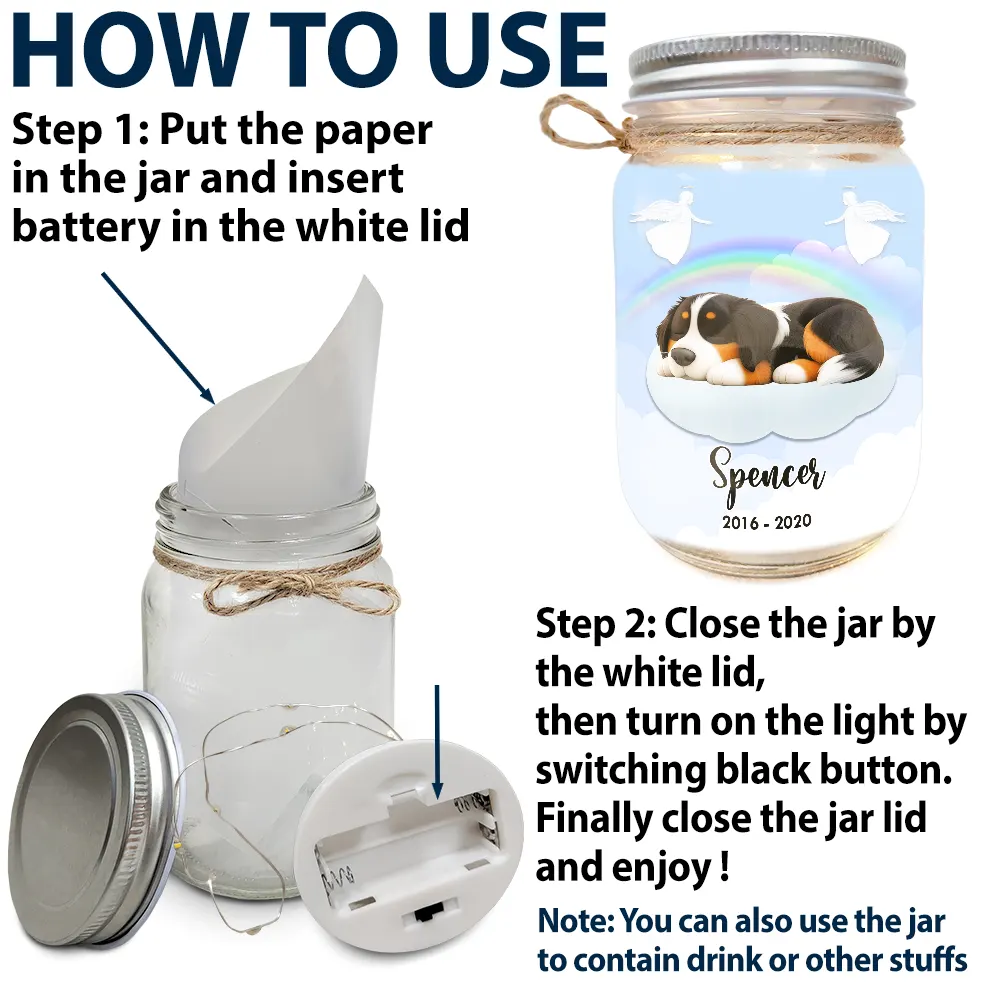 Dog Lovers,Dog Mom,Dog Dad,Memorial,Christmas,Sad - You Have Left My Life But You Will Never Leave My Heart - Personalized Mason Jar Light