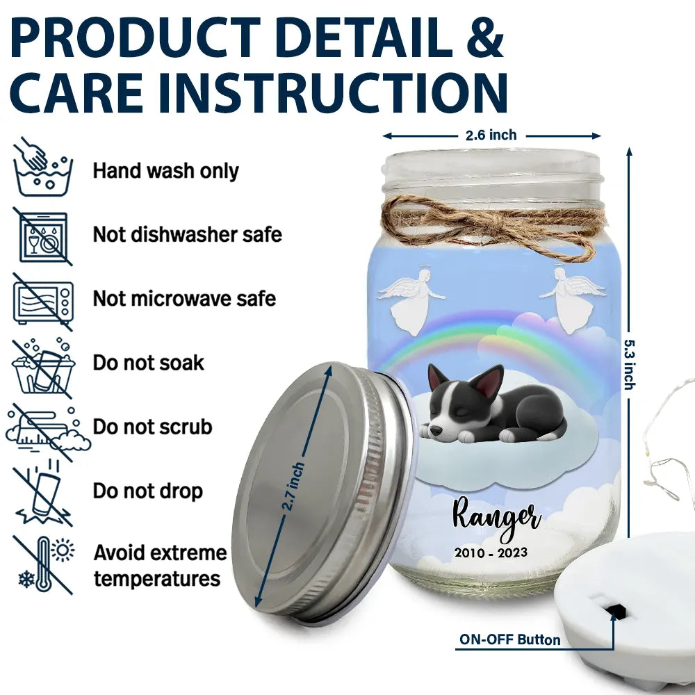 Dog Lovers,Dog Mom,Dog Dad,Memorial,Christmas,Sad - You Have Left My Life But You Will Never Leave My Heart - Personalized Mason Jar Light