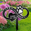 Sad, Memorial, Dog Lovers, Cat Lovers, Pet Lovers - You Left A Paw Print On Our Hearts Forever - Personalized Metal Garden Stake