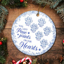 Pet Lovers,Pet Mom,Pet Dad,Dog Lovers,Dog Mom,Dog Dad,Cat Lovers,Cat Mom,Cat Dad,Memorial,Christmas,Sad,Gift For Women,Gift For Men,Custom Photo - You Left Paw Prints On My Heart Memorial - Personalized Circle Ceramic Ornament