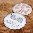 Pet Lovers,Pet Mom,Pet Dad,Dog Lovers,Dog Mom,Dog Dad,Cat Lovers,Cat Mom,Cat Dad,Memorial,Christmas,Sad,Gift For Women,Gift For Men,Custom Photo - You Left Paw Prints On My Heart Memorial - Personalized Circle Ceramic Ornament