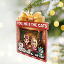 Happy,Gift For Couples,Pet Lovers,Christmas,Cat Couple,Cat Lovers - You Me And The Cat Christmas Box - Personalized Custom Shaped Acrylic Ornament