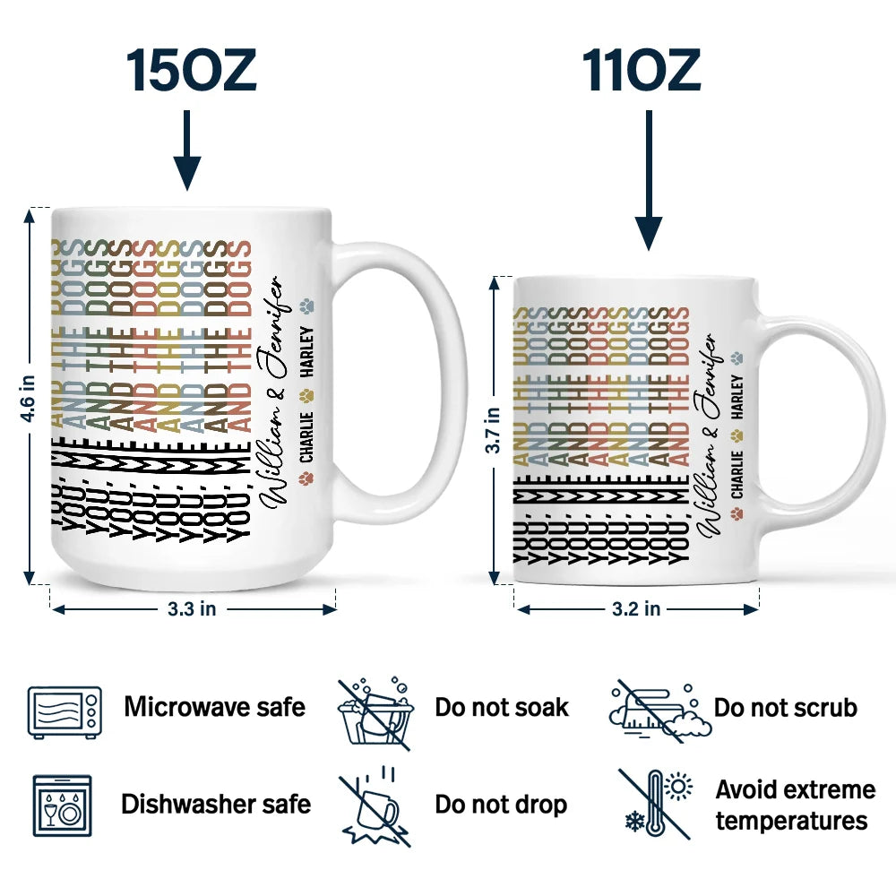 Dog Lovers,Dog Couple,Cat Lovers,Cat Couple,Pet Lovers,Pet Couple - You Me And The Dog Cat Hidden Message - Personalized Mug