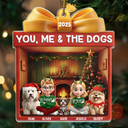 Happy,Dog Couple,Gift For Couples,Pet Lovers,Dog Lovers,Christmas - You Me And The Dog Christmas Box - Personalized Custom Shaped Acrylic Ornament