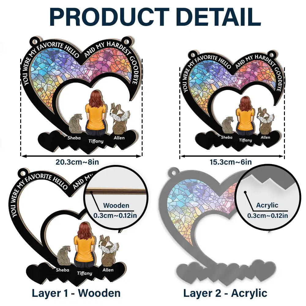 Sad, Memorial, Dog Lovers, Pet Lovers, Cat Lovers, Dog Mom - You Were My Favorite Hello Dog Cat Memorial - Personalized Window Hanging Suncatcher Ornament