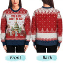 Christmas, Cat Lovers, Cat Couple, Happy - You & Me And The Cat 3D Effect Couple - Personalized Unisex Ugly Sweater
