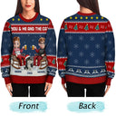 Gift For Couples,Gift For Husband,Gift For Wife,Gift For Boyfriend,Gift For Girlfriend,Pet Lovers,Pet Couple,Cat Lovers,Cat Couple,Christmas,Happy - You & Me And The Cat Happy 3D Effect Couple - Personalized Unisex Ugly Sweater