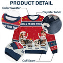 Gift For Couples,Gift For Husband,Gift For Wife,Gift For Boyfriend,Gift For Girlfriend,Pet Lovers,Pet Couple,Cat Lovers,Cat Couple,Christmas,Happy - You & Me And The Cat Happy 3D Effect Couple - Personalized Unisex Ugly Sweater