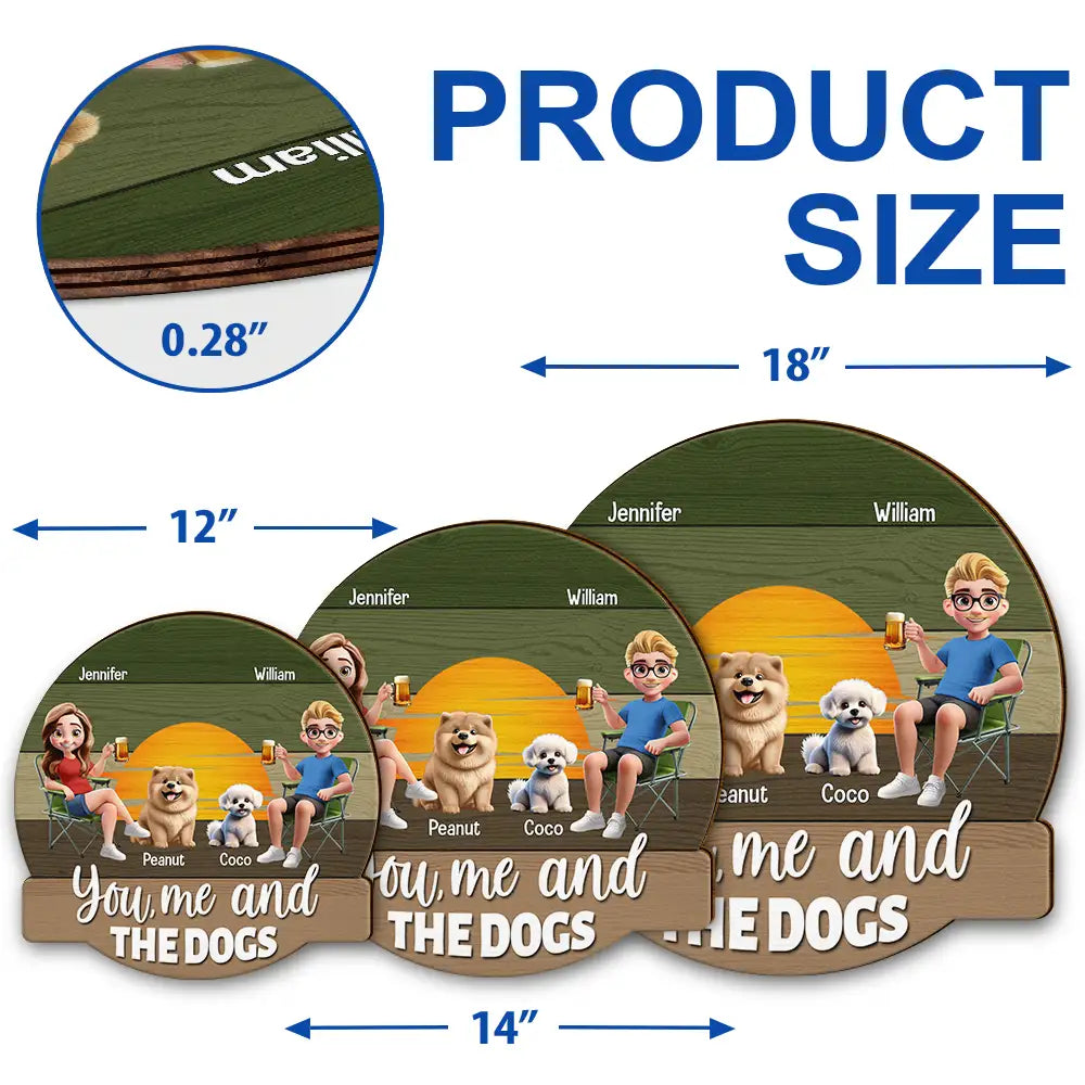 Gift For Couples,Gift For Husband,Gift For Wife,Gift For Boyfriend,Gift For Girlfriend,Pet Lovers,Pet Couple,Dog Lovers,Dog Couple,Love,Beach,Camping,Summer - You, Me And The Dog - Personalized Custom Shaped Wood Sign