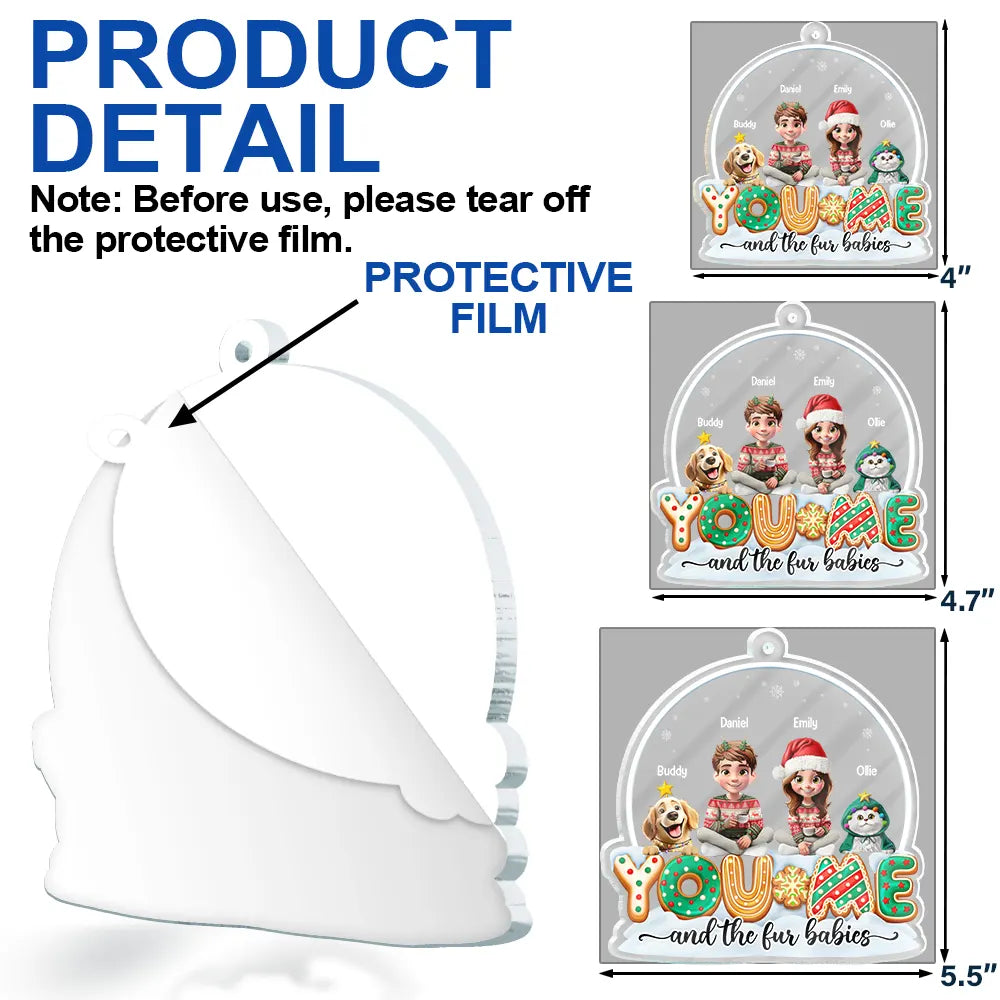 Pet Lovers,Pet Mom,Pet Dad,Pet Couple,Dog Lovers,Dog Mom,Dog Dad,Dog Couple,Cat Lovers,Cat Mom,Cat Dad,Cat Couple,Gift For Couples,Gift For Women,Gift For Men,Gift For Husband,Gift For Wife,Gift For Girlfriend,Gift For Boyfriend,Christmas,Happy - You & Me And The Dogs Cats 3D Effect Christmas - Personalized Custom Shaped Acrylic Ornament