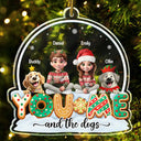 Pet Lovers,Pet Mom,Pet Dad,Pet Couple,Dog Lovers,Dog Mom,Dog Dad,Dog Couple,Cat Lovers,Cat Mom,Cat Dad,Cat Couple,Gift For Couples,Gift For Women,Gift For Men,Gift For Husband,Gift For Wife,Gift For Girlfriend,Gift For Boyfriend,Christmas,Happy - You & Me And The Dogs Cats 3D Effect Christmas - Personalized Custom Shaped Acrylic Ornament
