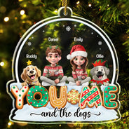 Pet Lovers,Pet Mom,Pet Dad,Pet Couple,Dog Lovers,Dog Mom,Dog Dad,Dog Couple,Cat Lovers,Cat Mom,Cat Dad,Cat Couple,Gift For Couples,Gift For Women,Gift For Men,Gift For Husband,Gift For Wife,Gift For Girlfriend,Gift For Boyfriend,Christmas,Happy - You & Me And The Dogs Cats 3D Effect Christmas - Personalized Custom Shaped Acrylic Ornament