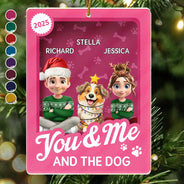 Dog Lovers,Dog Couple,Pet Lovers,Pet Couple,Happy,Christmas - You & Me And The Dog Toy Box - Personalized Custom Shaped Acrylic Ornament