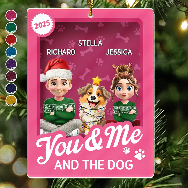 Dog Lovers,Dog Couple,Pet Lovers,Pet Couple,Happy,Christmas - You & Me And The Dog Toy Box - Personalized Custom Shaped Acrylic Ornament