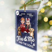 Dog Lovers,Dog Couple,Pet Lovers,Pet Couple,Happy,Christmas - You & Me And The Dog Toy Box - Personalized Custom Shaped Acrylic Ornament