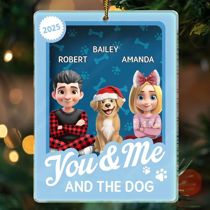 Dog Lovers,Dog Couple,Pet Lovers,Pet Couple,Happy,Christmas - You & Me And The Dog Toy Box - Personalized Custom Shaped Acrylic Ornament