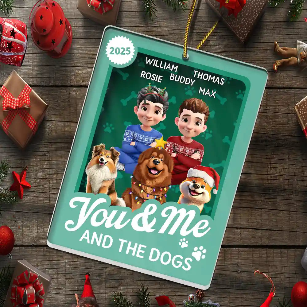 Dog Lovers,Dog Couple,Pet Lovers,Pet Couple,Happy,Christmas - You & Me And The Dog Toy Box - Personalized Custom Shaped Acrylic Ornament
