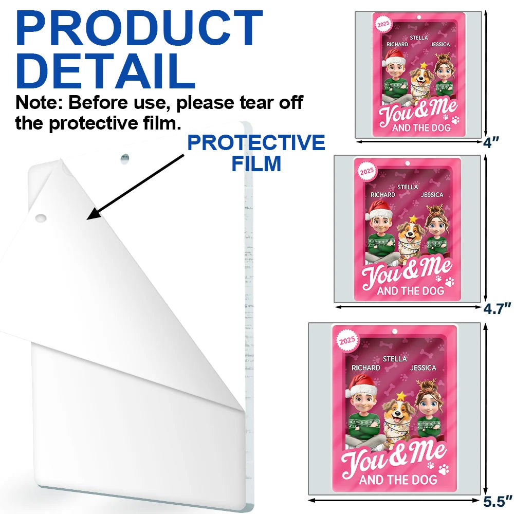 Dog Lovers,Dog Couple,Pet Lovers,Pet Couple,Happy,Christmas - You & Me And The Dog Toy Box - Personalized Custom Shaped Acrylic Ornament