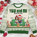 Pet Lovers,Pet Couple,Cat Lovers,Dog Lovers,Happy - You & Me And The Dogs 3D Effect - Personalized Unisex Ugly Sweater