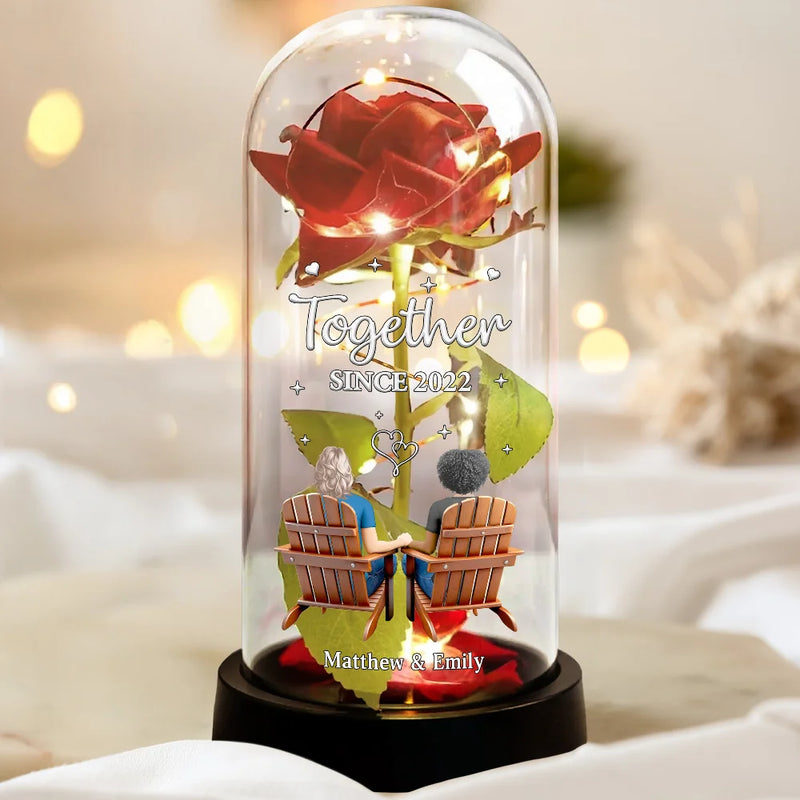 Gift For Couples, Gift For Husband, Gift For Wife, Gift For Boyfriend, Gift For Girlfriend, Love - You & Me We Got This - Personalized Everlasting Rose Dome Lamp