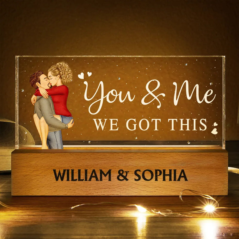 Gift For Couples,Gift For Wife,Gift For Husband,Gift For Boyfriend,Gift For Girlfriend,Love - You & Me We Got This Kissing Couple - Personalized Rectangle LED Light