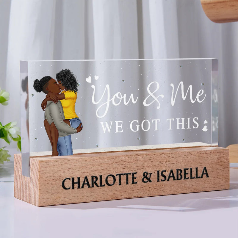 Gift For Couples,Gift For Wife,Gift For Husband,Gift For Boyfriend,Gift For Girlfriend,Love - You & Me We Got This Kissing Couple - Personalized Rectangle LED Light
