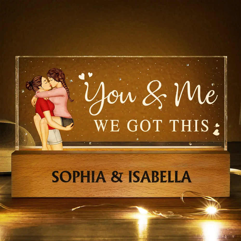 Gift For Couples,Gift For Wife,Gift For Husband,Gift For Boyfriend,Gift For Girlfriend,Love - You & Me We Got This Kissing Couple - Personalized Rectangle LED Light