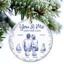 Cat Lovers, Pet Lovers, Happy, Cat Couple, Christmas - You & Me & The Cat Toile - Personalized Circle Ceramic Ornament