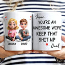 Gift For Couples,Gift For Husband,Gift For Wife,Gift For Boyfriend,Gift For Girlfriend,Happy - You're An Awesome Wife - Personalized Mug