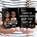 Gift For Couples,Gift For Husband,Gift For Wife,Gift For Boyfriend,Gift For Girlfriend,Happy - You're An Awesome Wife - Personalized Mug