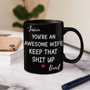 Gift For Couples,Gift For Husband,Gift For Wife,Gift For Boyfriend,Gift For Girlfriend,Happy - You're An Awesome Wife - Personalized Mug