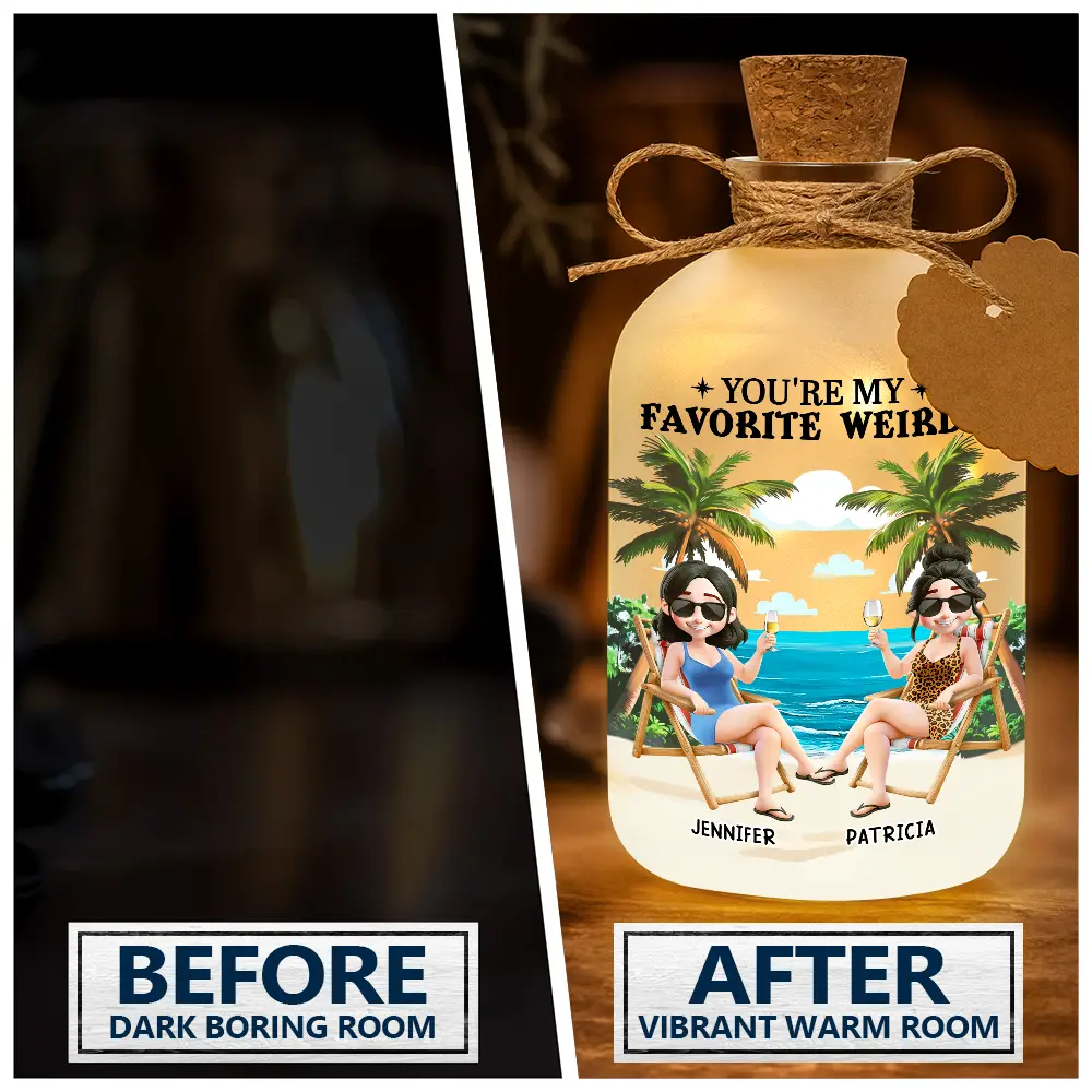 Gift For Couples,Gift For Husband,Gift For Wife,Gift For Boyfriend,Gift For Girlfriend,Funny - You're My Favorite Weirdo - Personalized Short Bottle Light
