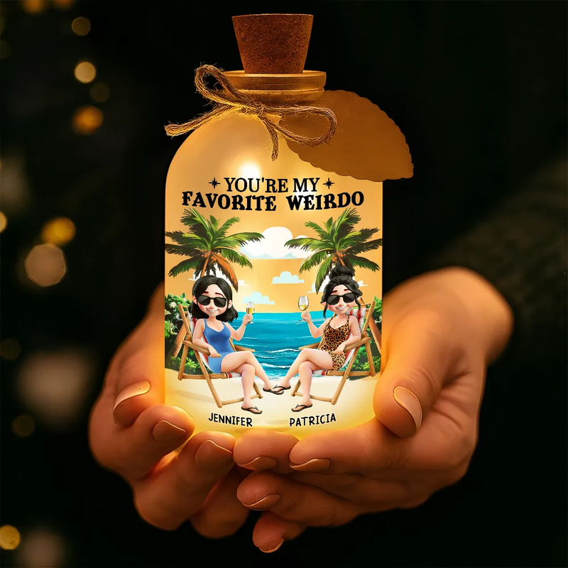 Gift For Couples,Gift For Husband,Gift For Wife,Gift For Boyfriend,Gift For Girlfriend,Funny - You're My Favorite Weirdo - Personalized Short Bottle Light
