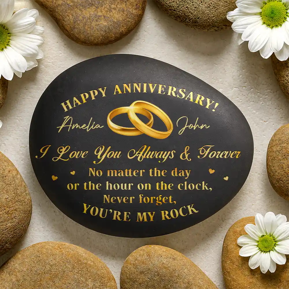 Gift For Couples, Gift For Husband, Gift For Wife, Gift For Boyfriend, Gift For Girlfriend, Love - You're My Rock Couple Anniversary - Personalized Printed Rock