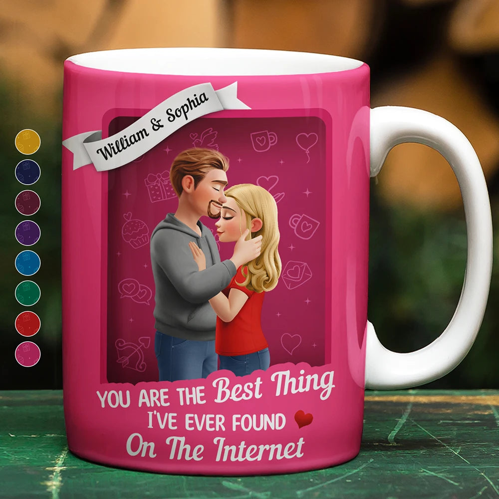 Gift For Couples,Gift For Husband,Gift For Wife,Gift For Boyfriend,Gift For Girlfriend,Old Couples,Love - You're The Best Thing I've Ever Found On The Internet - Personalized White Edge-to-Edge Mug