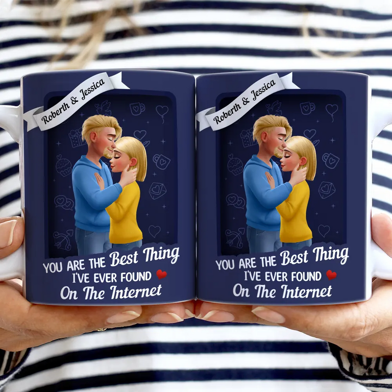 Gift For Couples,Gift For Husband,Gift For Wife,Gift For Boyfriend,Gift For Girlfriend,Old Couples,Love - You're The Best Thing I've Ever Found On The Internet - Personalized White Edge-to-Edge Mug