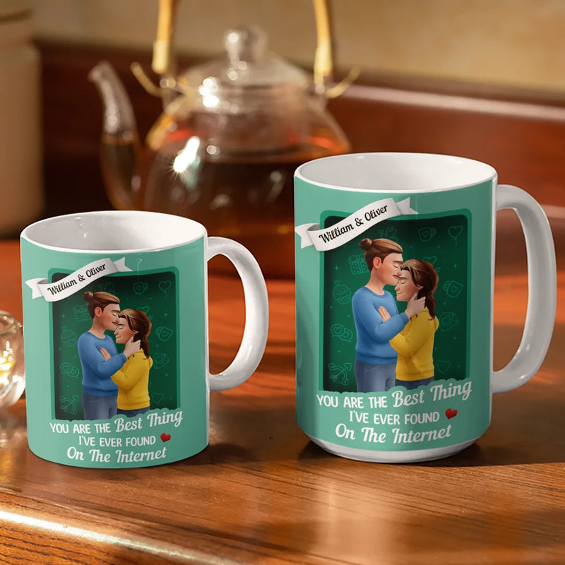 Gift For Couples,Gift For Husband,Gift For Wife,Gift For Boyfriend,Gift For Girlfriend,Old Couples,Love - You're The Best Thing I've Ever Found On The Internet - Personalized White Edge-to-Edge Mug
